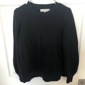Loft Bubble Sleeve Black Sweater
